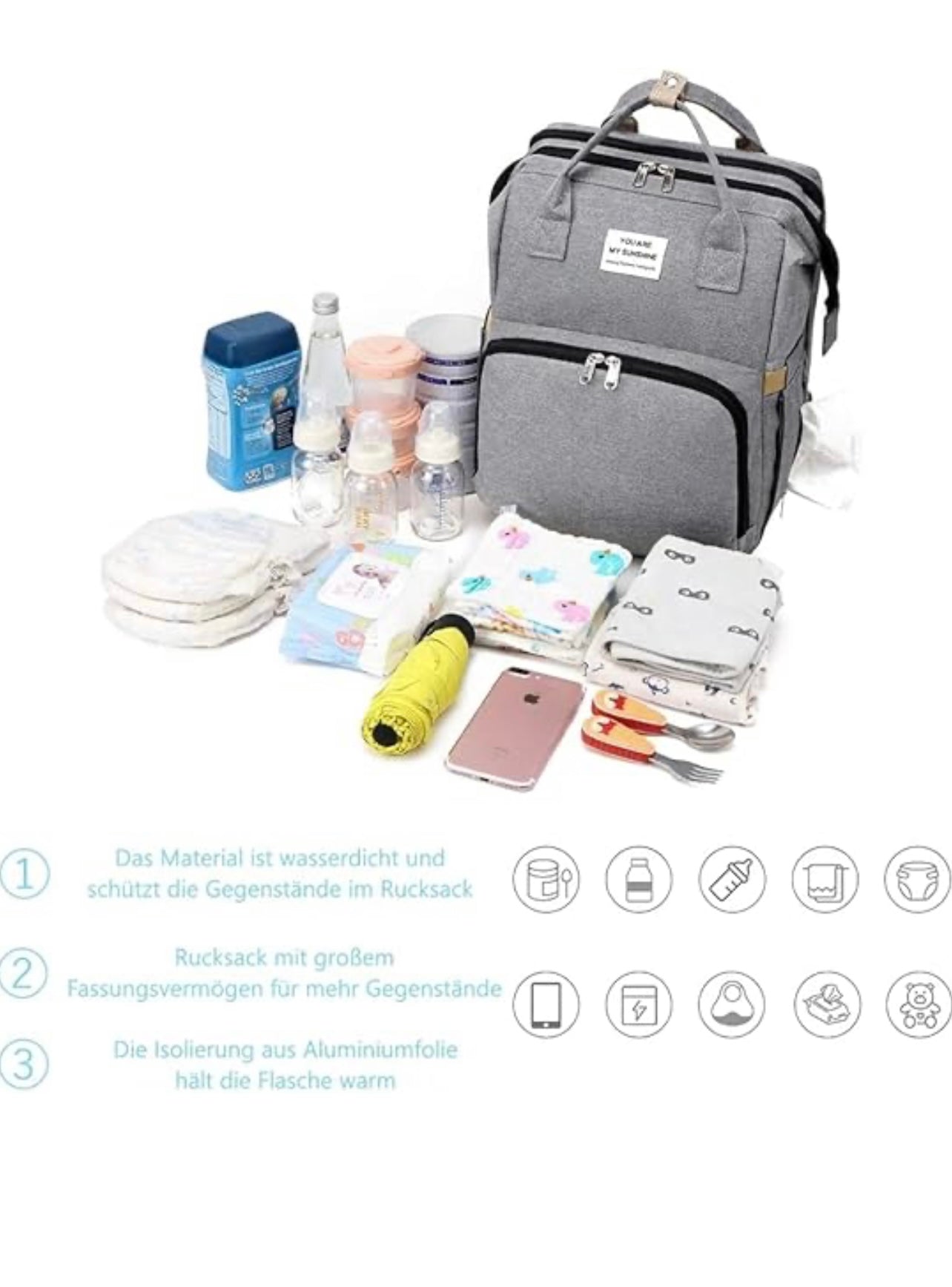 Babytasche, Wickeltasche mit Bettfunktion, Kinderbett
