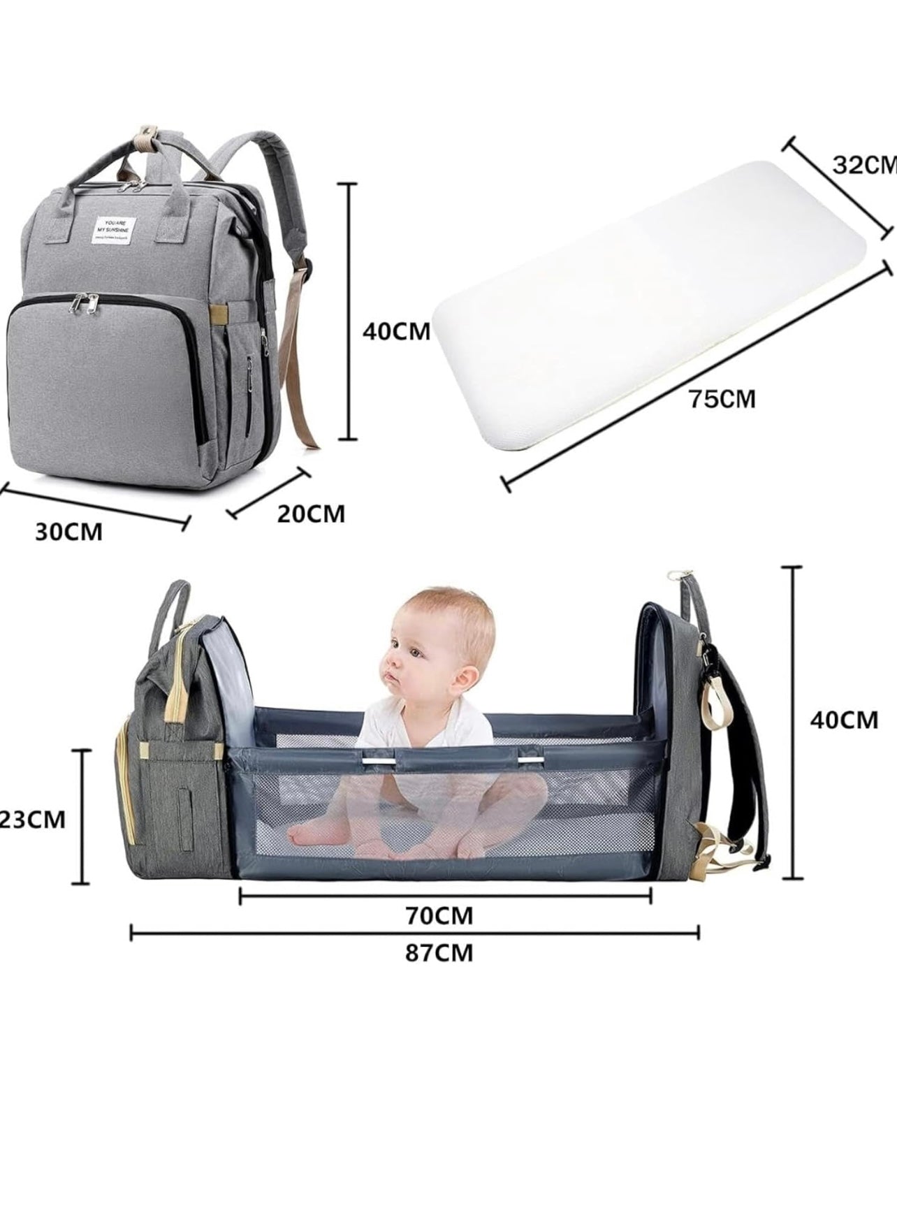 Babytasche, Wickeltasche mit Bettfunktion, Kinderbett